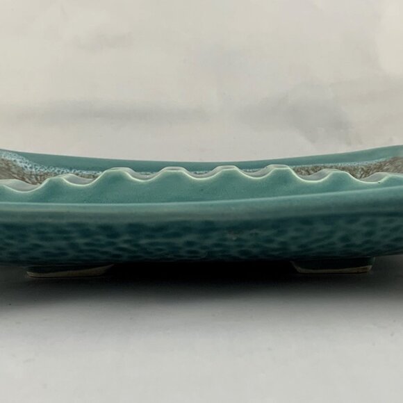 Vintage 1960's Ash Tray, Glazed Ceramic, Sushi Plate, MCM, Turquoise, Drip Glaze - Picture 5 of 6